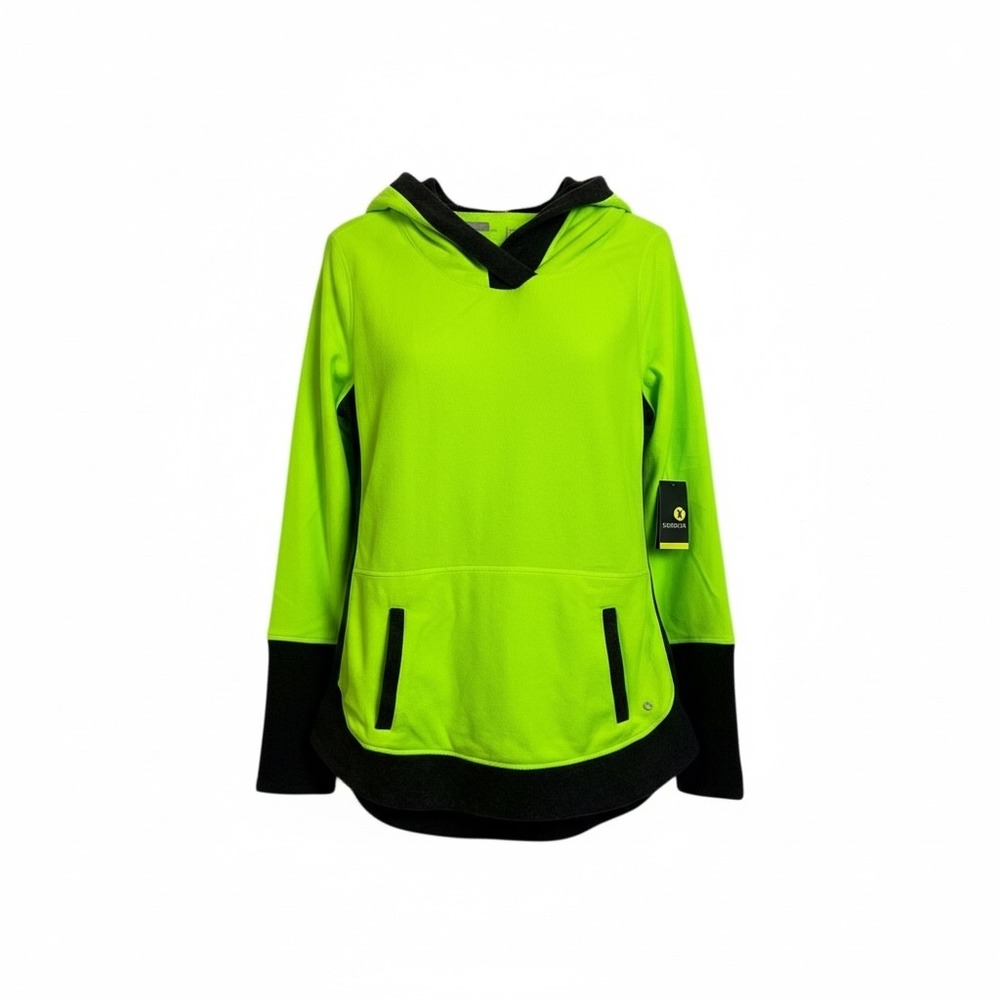 Xersion Womens Neon Green Black Athletic‎ Hoodie Sweatshirt Size Small